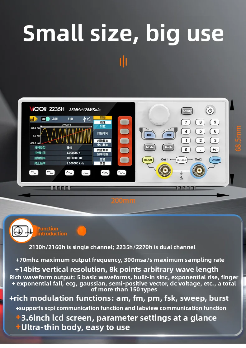 Function Arbitrary Waveform Generator - Generatore di Segnali VICTOR a Onda